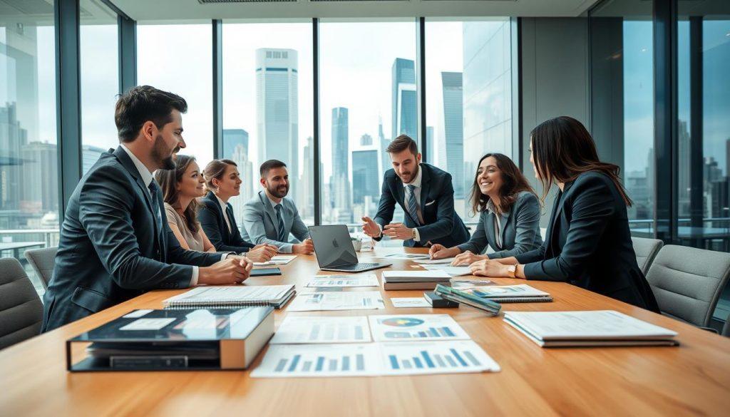 A dynamic business meeting scene focused on product selection strategy, set in a modern office environment. In the foreground, a diverse group of professionals in smart business attire, engaged in lively discussion around a large conference table. On the table, various product samples and pricing charts are visibly displayed. In the middle ground, glass walls show a bustling city skyline, adding depth and context. Natural light floods the room, creating a bright and inviting atmosphere. The camera angle is slightly elevated, capturing both the participants' expressions of creativity and determination. The overall mood is focused and innovative, conveying the importance of avoiding homogenization in product choices. No text or logos present. A dynamic business meeting scene focused on product selection strategy, set in a modern office environment. In the foreground, a diverse group of professionals in smart business attire, engaged in lively discussion around a large conference table. On the table, various product samples and pricing charts are visibly displayed. In the middle ground, glass walls show a bustling city skyline, adding depth and context. Natural light floods the room, creating a bright and inviting atmosphere. The camera angle is slightly elevated, capturing both the participants' expressions of creativity and determination. The overall mood is focused and innovative, conveying the importance of avoiding homogenization in product choices. No text or logos present.