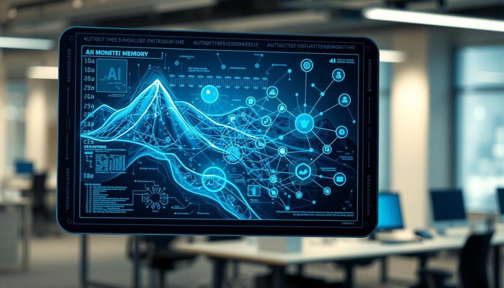 A futuristic AI interface displayed as a context window, featuring a digital landscape filled with abstract representations of knowledge and memory. Foreground: a detailed 3D holographic panel showcasing algorithmic patterns and data streams. Middle ground: multiple interconnected nodes representing AI memory mechanisms, bathed in soft blue and green ambient lighting to evoke a sense of technology and intelligence. Background: a blurred office environment, hinting at a workspace where an AI agent might interact with humans. The mood is contemplative and innovative, suggesting the complexities of AI understanding and the potential for errors due to insufficient context. The perspective is slightly angled, as if viewing the interface from a user's standpoint, adding depth to the image. A futuristic AI interface displayed as a context window, featuring a digital landscape filled with abstract representations of knowledge and memory. Foreground: a detailed 3D holographic panel showcasing algorithmic patterns and data streams. Middle ground: multiple interconnected nodes representing AI memory mechanisms, bathed in soft blue and green ambient lighting to evoke a sense of technology and intelligence. Background: a blurred office environment, hinting at a workspace where an AI agent might interact with humans. The mood is contemplative and innovative, suggesting the complexities of AI understanding and the potential for errors due to insufficient context. The perspective is slightly angled, as if viewing the interface from a user's standpoint, adding depth to the image.