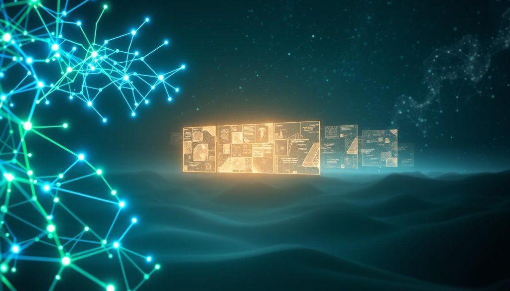 A surreal scene depicting "LLM 幻覺" (LLM Illusion) in a futuristic, digital landscape. In the foreground, a glowing neural network structure pulses with vibrant blue and green lights, symbolizing the complexities of AI decision-making. The middle ground features a series of abstract, fragmented images that represent errant thoughts and logical inconsistencies—disconnected, shimmering patterns and shapes that evoke confusion. In the background, a vast, dark space filled with floating data streams and binary codes creates an enigmatic atmosphere. Soft ethereal lighting casts a gentle glow over the scene, enhancing the dreamlike quality. The composition conveys a sense of wonder and uncertainty, inviting viewers to ponder the nature of AI errors and illusions. A surreal scene depicting "LLM 幻覺" (LLM Illusion) in a futuristic, digital landscape. In the foreground, a glowing neural network structure pulses with vibrant blue and green lights, symbolizing the complexities of AI decision-making. The middle ground features a series of abstract, fragmented images that represent errant thoughts and logical inconsistencies—disconnected, shimmering patterns and shapes that evoke confusion. In the background, a vast, dark space filled with floating data streams and binary codes creates an enigmatic atmosphere. Soft ethereal lighting casts a gentle glow over the scene, enhancing the dreamlike quality. The composition conveys a sense of wonder and uncertainty, inviting viewers to ponder the nature of AI errors and illusions.