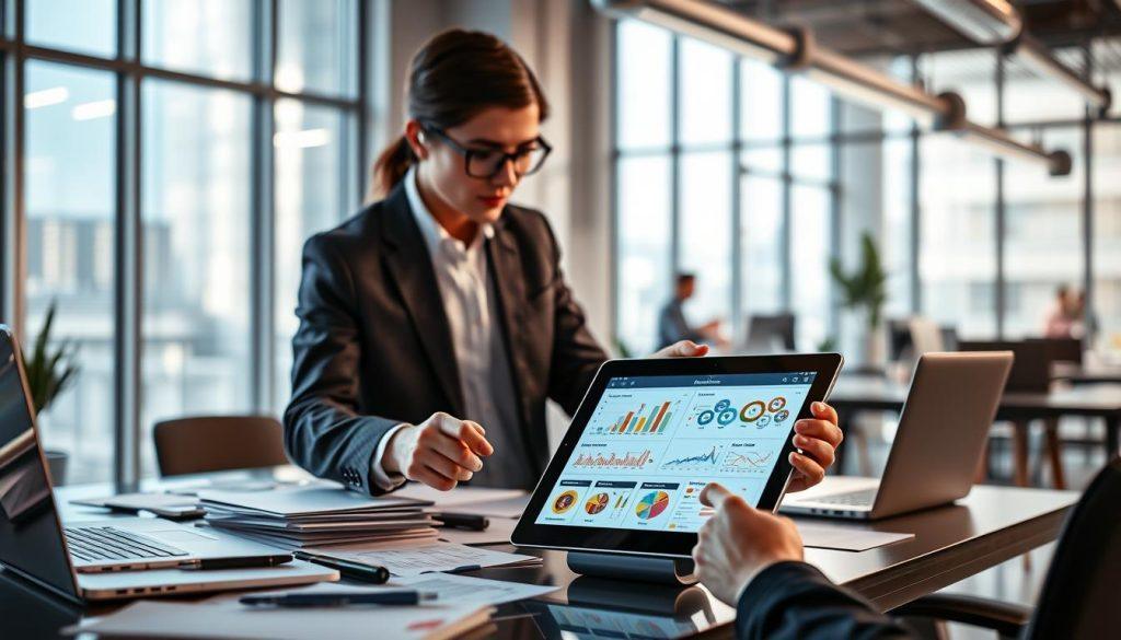 A modern and dynamic workspace representing "Shopee Upselling Setup Techniques." In the foreground, a professional business person (male or female) dressed in smart business attire is analyzing a digital tablet displaying colorful charts and graphs related to e-commerce upselling strategies. In the middle ground, a sleek desk cluttered with marketing materials and a laptop, emphasizing productivity and creativity. The background reveals a vibrant office environment with bright natural lighting streaming through large windows, creating an atmosphere of innovation and collaboration. The mood is focused and energetic, suitable for a cutting-edge e-commerce strategy discussion. The scene is meticulously composed to highlight the importance of effective upselling in online retail. A modern and dynamic workspace representing "Shopee Upselling Setup Techniques." In the foreground, a professional business person (male or female) dressed in smart business attire is analyzing a digital tablet displaying colorful charts and graphs related to e-commerce upselling strategies. In the middle ground, a sleek desk cluttered with marketing materials and a laptop, emphasizing productivity and creativity. The background reveals a vibrant office environment with bright natural lighting streaming through large windows, creating an atmosphere of innovation and collaboration. The mood is focused and energetic, suitable for a cutting-edge e-commerce strategy discussion. The scene is meticulously composed to highlight the importance of effective upselling in online retail.