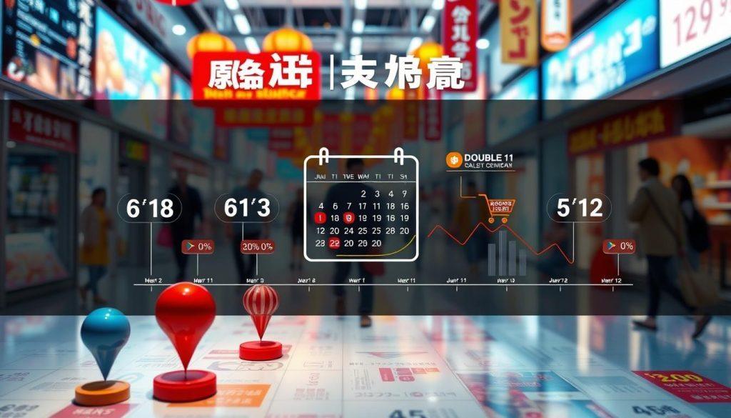 A visually captivating representation of the "蝦皮大促檔期" showcasing a detailed timeline map of promotional events like 618, Double 11, and Double 12. The foreground features colorful markers indicating key dates, surrounded by symbolic icons like shopping carts and discount tags, representing sales phases. In the middle ground, a sleek design of a calendar intertwines with dynamic graphs illustrating anticipated sales trends. The background consists of a bustling digital marketplace scene, with cheerful shoppers and storefronts, bathed in bright, inviting lighting that suggests excitement and opportunity. The atmosphere conveys a sense of urgency and preparation for a significant shopping season, with a focus on professionalism and organization. Use a wide-angle lens to capture a comprehensive view. A visually captivating representation of the "蝦皮大促檔期" showcasing a detailed timeline map of promotional events like 618, Double 11, and Double 12. The foreground features colorful markers indicating key dates, surrounded by symbolic icons like shopping carts and discount tags, representing sales phases. In the middle ground, a sleek design of a calendar intertwines with dynamic graphs illustrating anticipated sales trends. The background consists of a bustling digital marketplace scene, with cheerful shoppers and storefronts, bathed in bright, inviting lighting that suggests excitement and opportunity. The atmosphere conveys a sense of urgency and preparation for a significant shopping season, with a focus on professionalism and organization. Use a wide-angle lens to capture a comprehensive view.