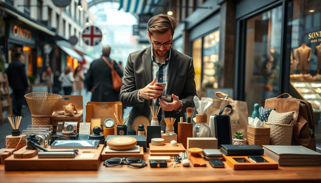 A visually engaging scene that encapsulates the concept of niche market strategies. In the foreground, a diverse selection of unique products is displayed on a stylish wooden table, showcasing items like handmade crafts, specialized gadgets, and eco-friendly goods. The middle ground features a professional business person in smart casual attire, examining the products with a thoughtful expression, actively engaged in a discussion with a colleague. In the background, an urban setting with a soft focus shows a bustling street with diverse shops, representing a thriving marketplace. The scene is illuminated by warm, natural light filtering through large windows, creating an inviting atmosphere. The overall mood is one of innovation, collaboration, and strategic thinking in a competitive environment. A visually engaging scene that encapsulates the concept of niche market strategies. In the foreground, a diverse selection of unique products is displayed on a stylish wooden table, showcasing items like handmade crafts, specialized gadgets, and eco-friendly goods. The middle ground features a professional business person in smart casual attire, examining the products with a thoughtful expression, actively engaged in a discussion with a colleague. In the background, an urban setting with a soft focus shows a bustling street with diverse shops, representing a thriving marketplace. The scene is illuminated by warm, natural light filtering through large windows, creating an inviting atmosphere. The overall mood is one of innovation, collaboration, and strategic thinking in a competitive environment.